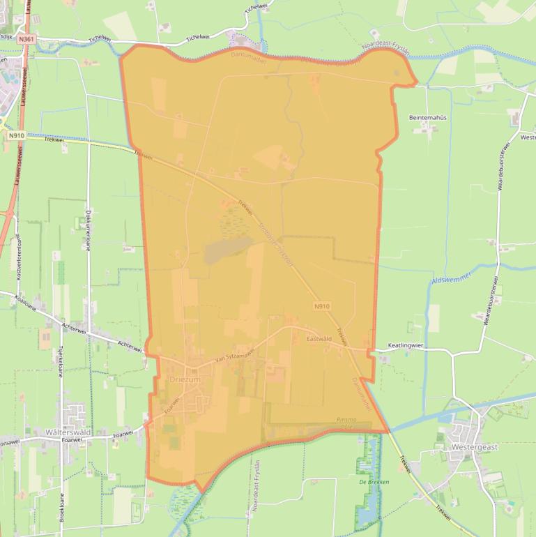 Kaart van postcodegebied 9114.