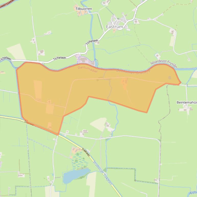 Kaart van postcodegebied 9114AA.