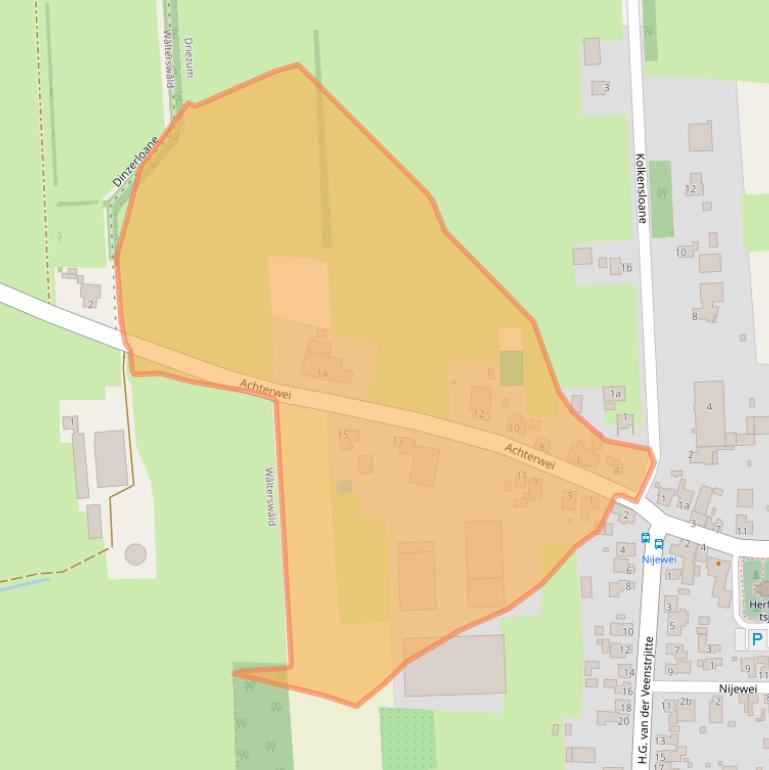Kaart van postcodegebied 9114RT.
