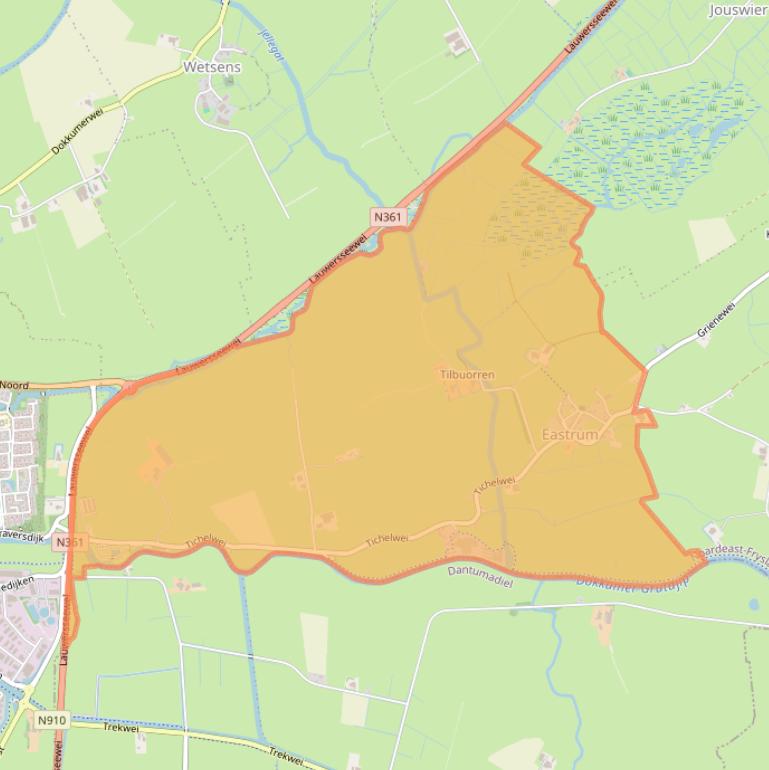 Kaart van postcodegebied 9125.