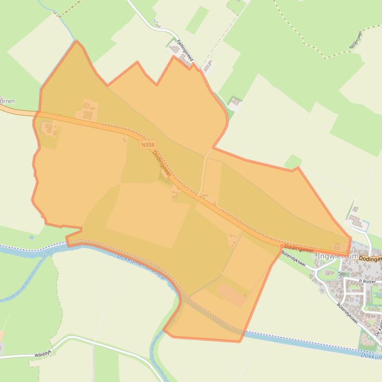 Kaart van postcodegebied 9132EC.