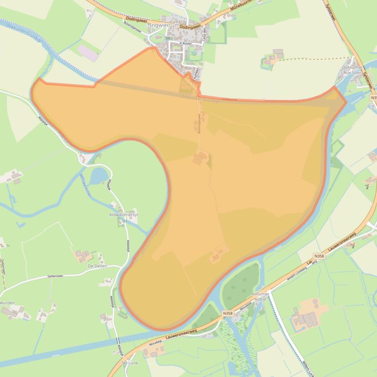 Kaart van postcodegebied 9132ED.