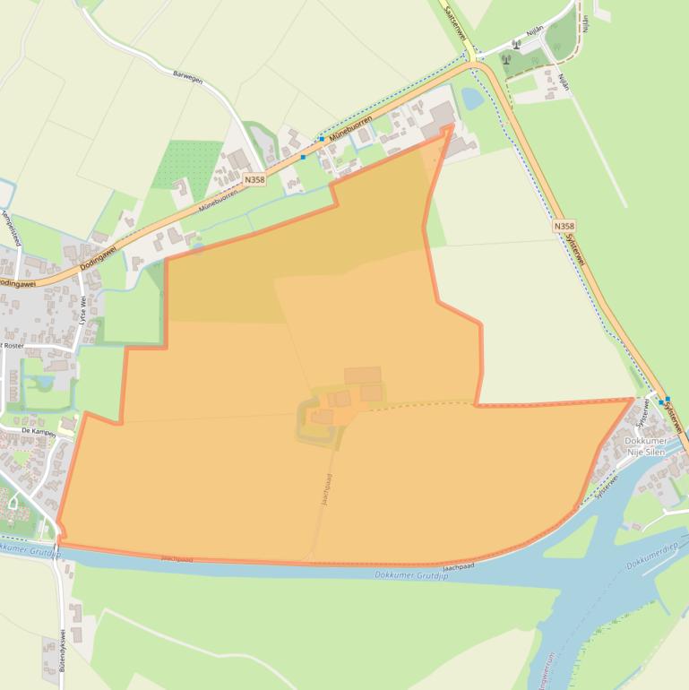 Kaart van postcodegebied 9132EE.