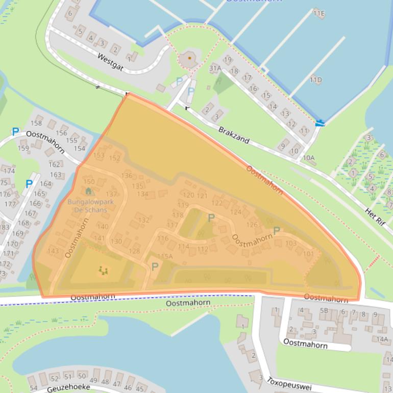 Kaart van postcodegebied 9133DG.