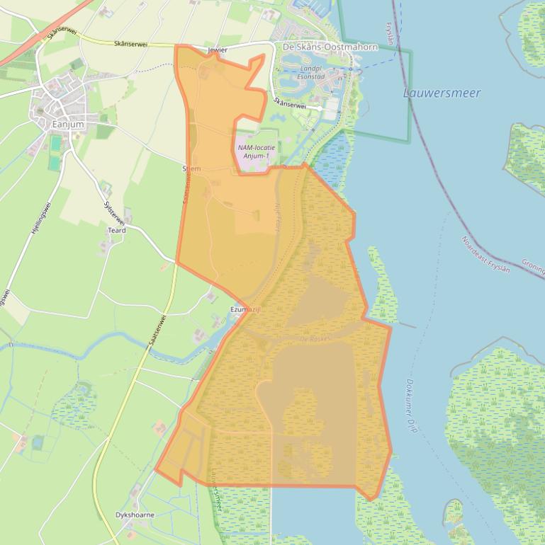 Kaart van postcodegebied 9133DP.