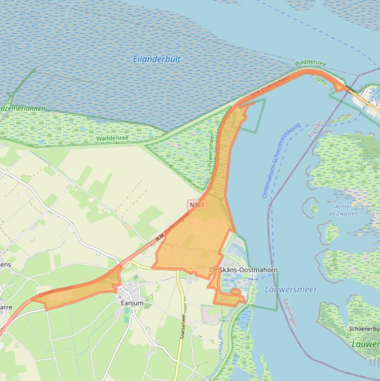 Kaart van postcodegebied 9133DV.
