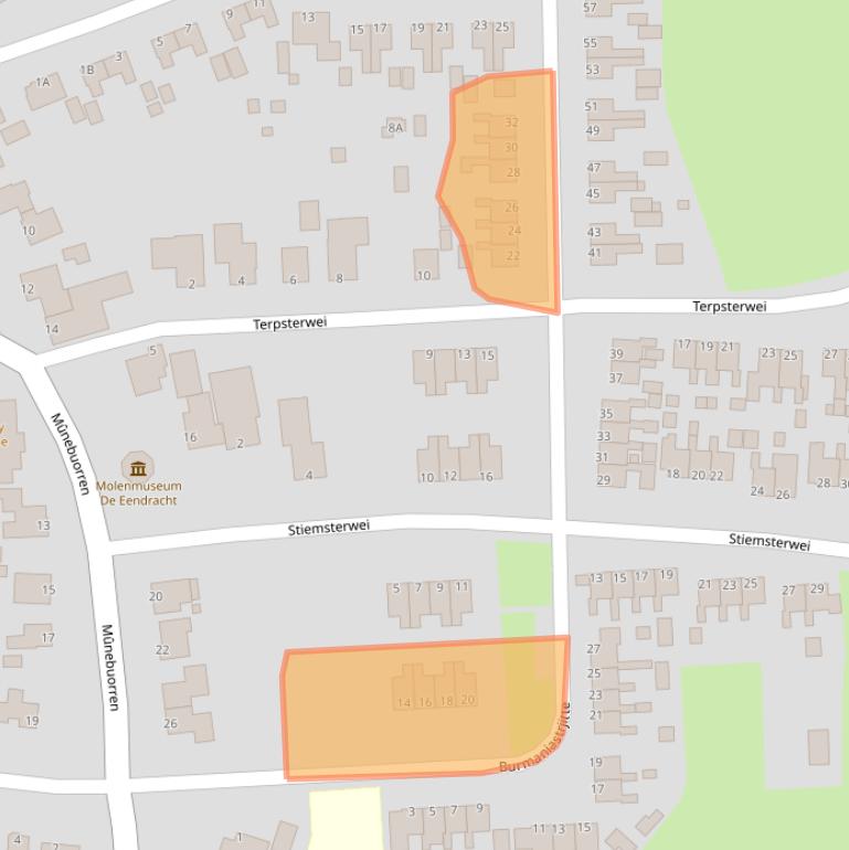 Kaart van postcodegebied 9133MZ.