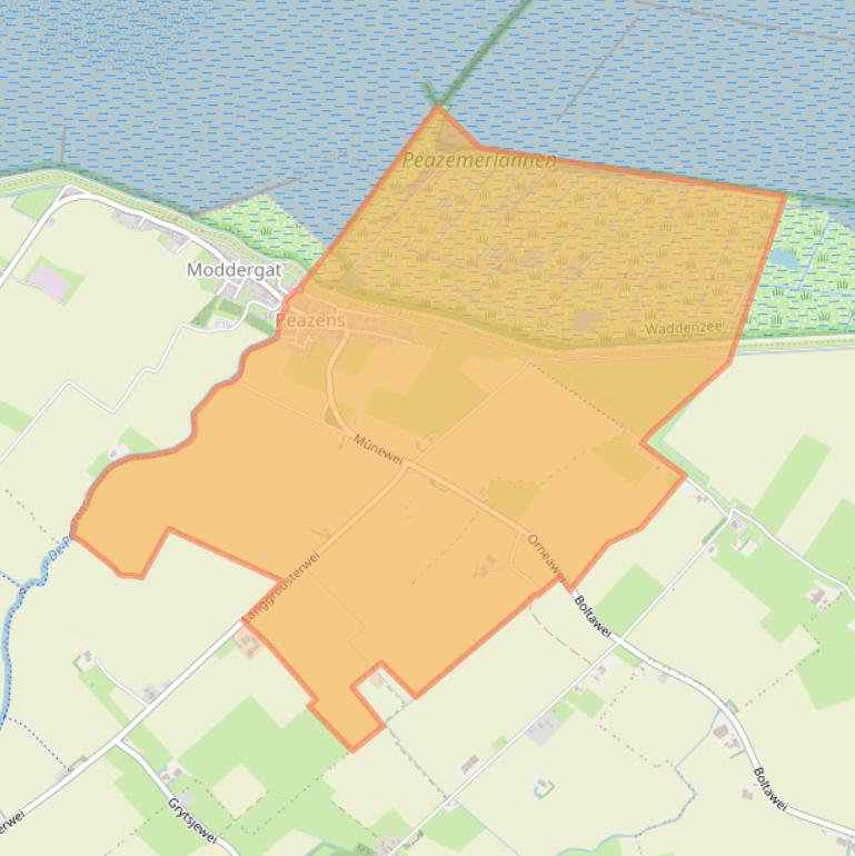 Kaartafbeelding, ingezoomd op postcodegebied 9136.