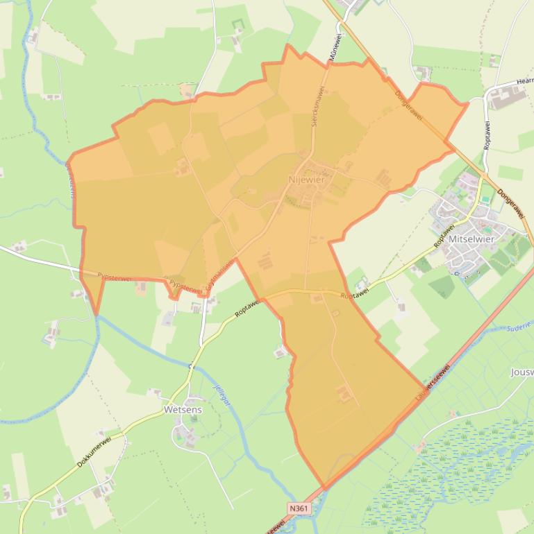 Kaartafbeelding, ingezoomd op postcodegebied 9138.