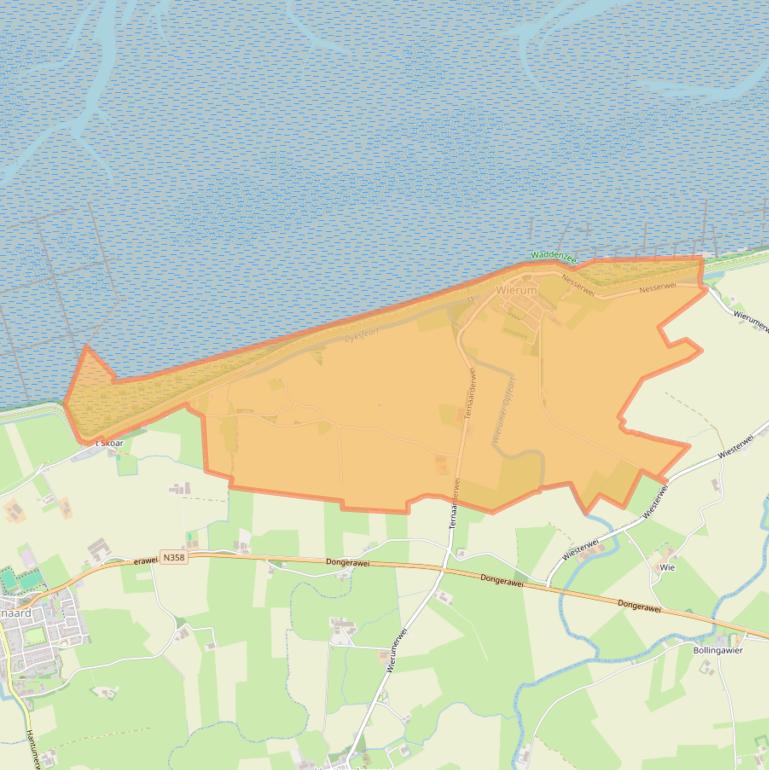 Kaartafbeelding, ingezoomd op postcodegebied 9141.