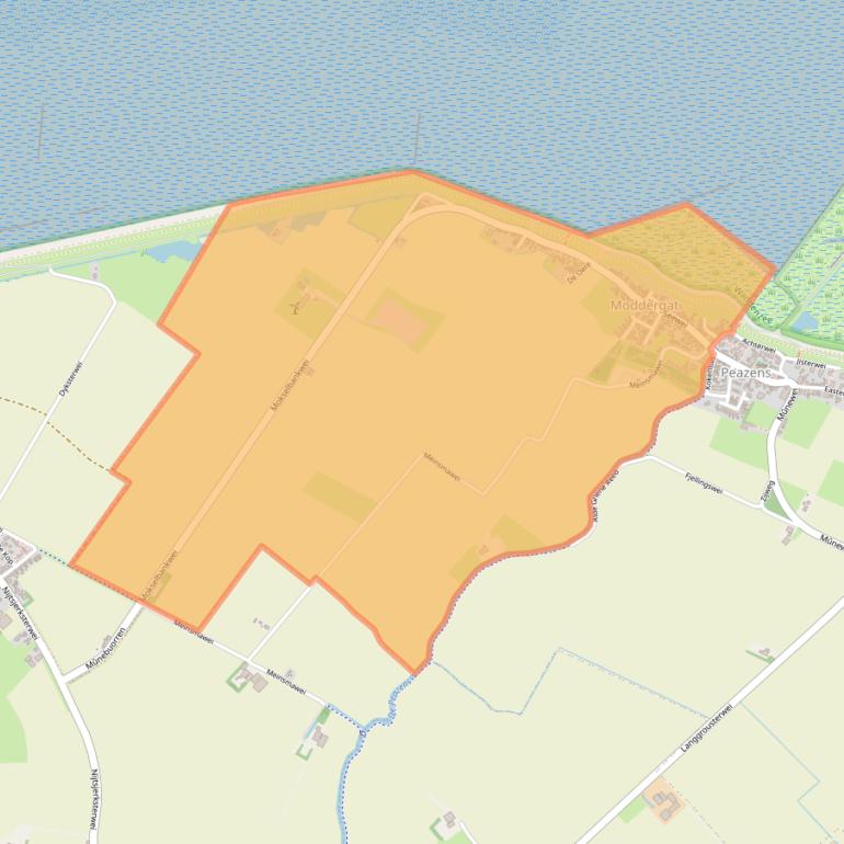 Kaartafbeelding, ingezoomd op postcodegebied 9142.