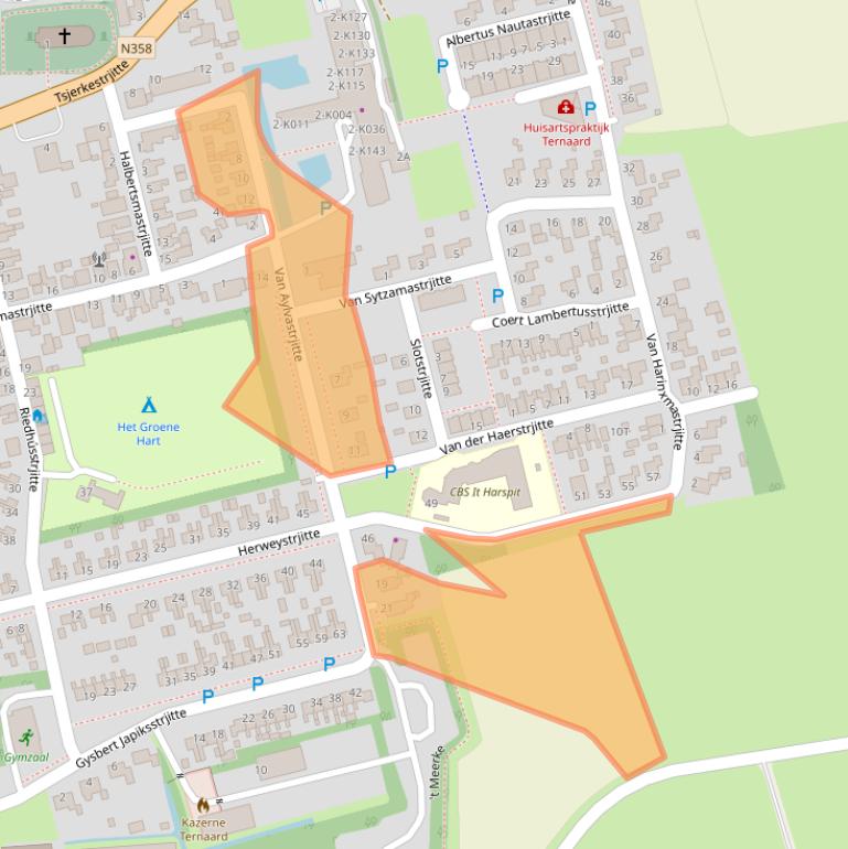 Kaart van postcodegebied 9145SN.