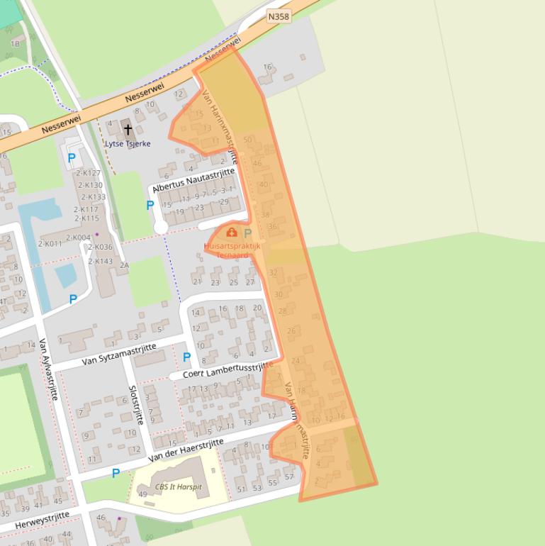 Kaart van postcodegebied 9145TA.