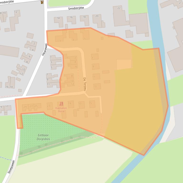 Kaart van postcodegebied 9147BA.