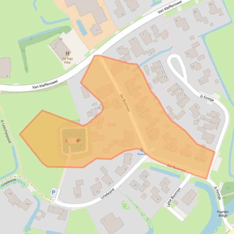 Kaart van postcodegebied 9155AN.