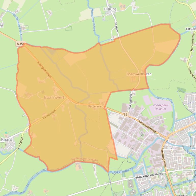 Kaart van postcodegebied 9156.