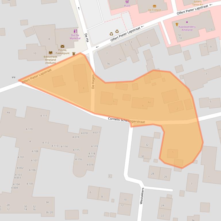 Kaart van postcodegebied 9161BB.