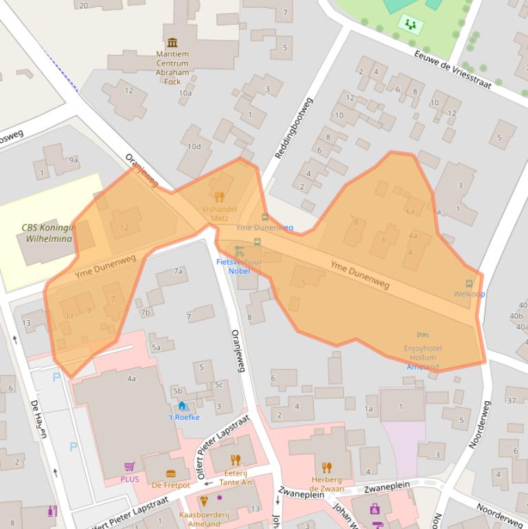 Kaart van postcodegebied 9161BZ.