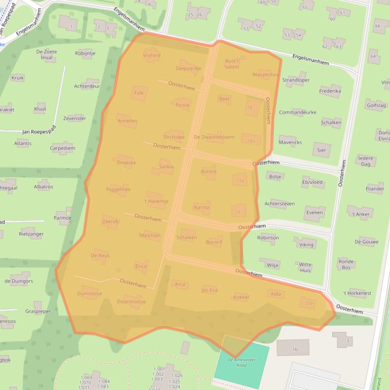 Kaart van postcodegebied 9161DJ.