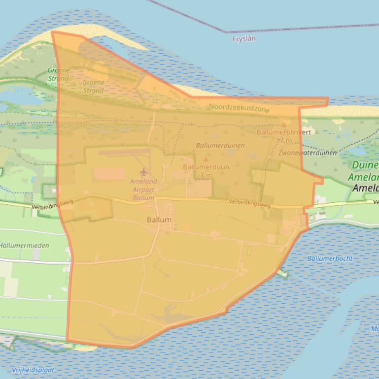 Kaartafbeelding, ingezoomd op postcodegebied 9162.