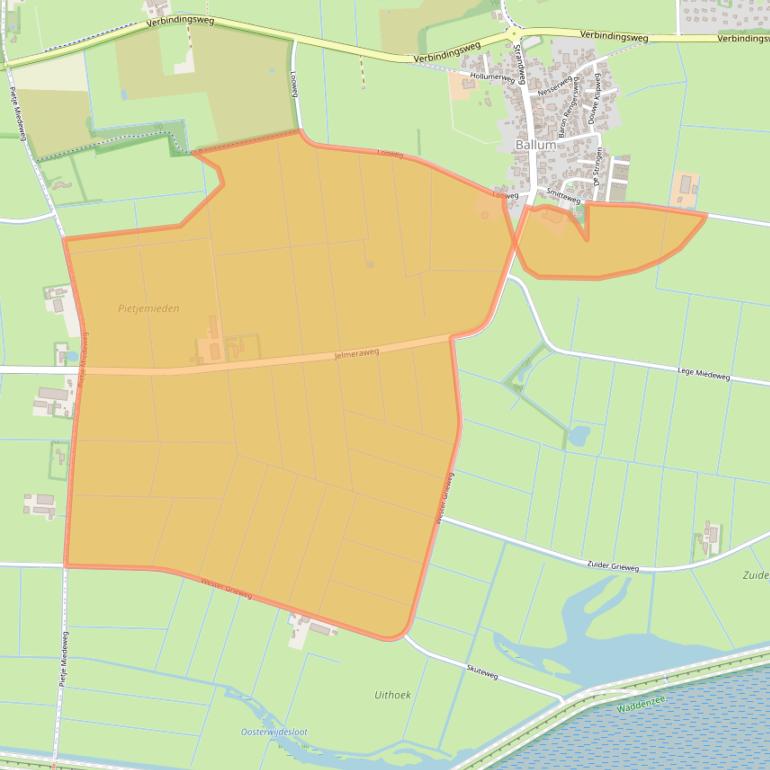 Kaart van postcodegebied 9162EA.