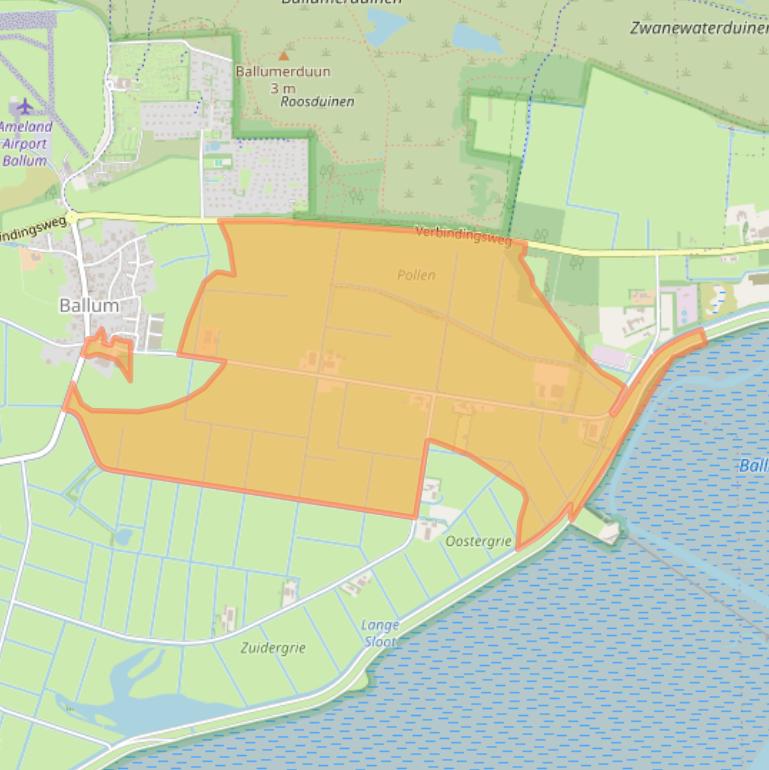 Kaart van postcodegebied 9162EC.