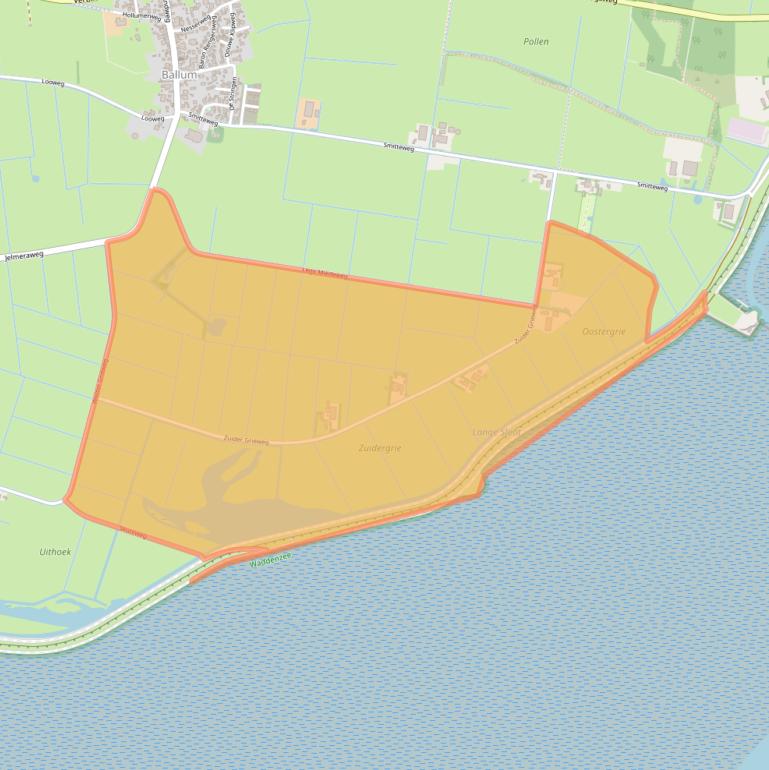 Kaart van postcodegebied 9162EE.