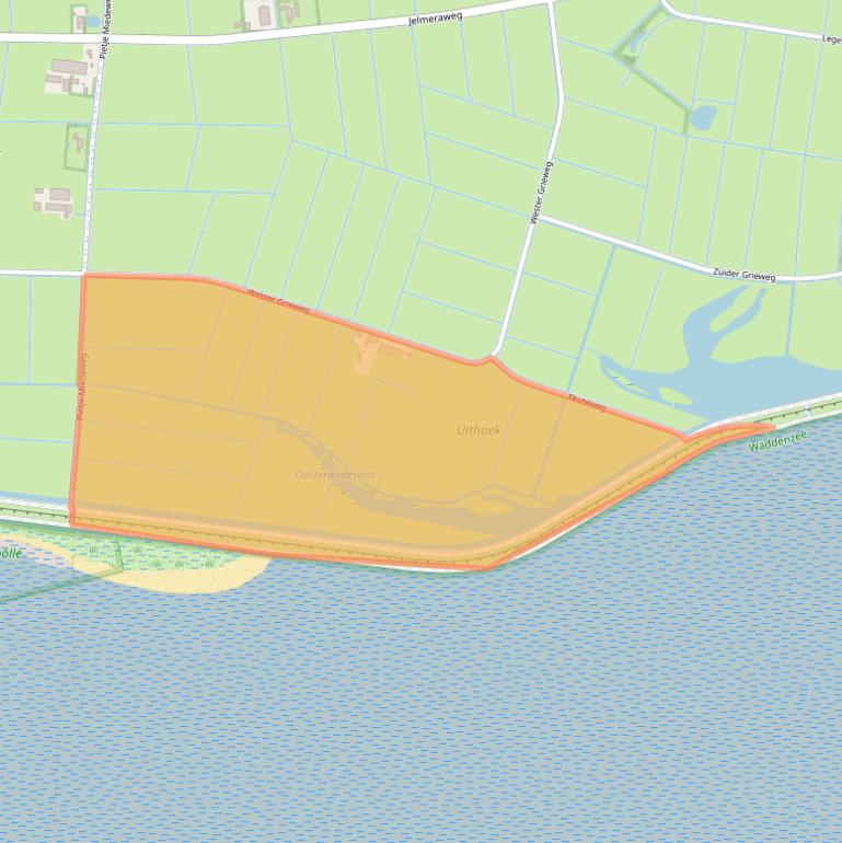 Kaart van postcodegebied 9162EG.