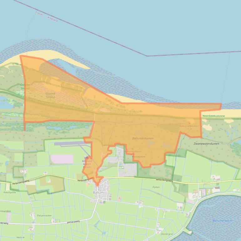 Kaart van postcodegebied 9162EV.