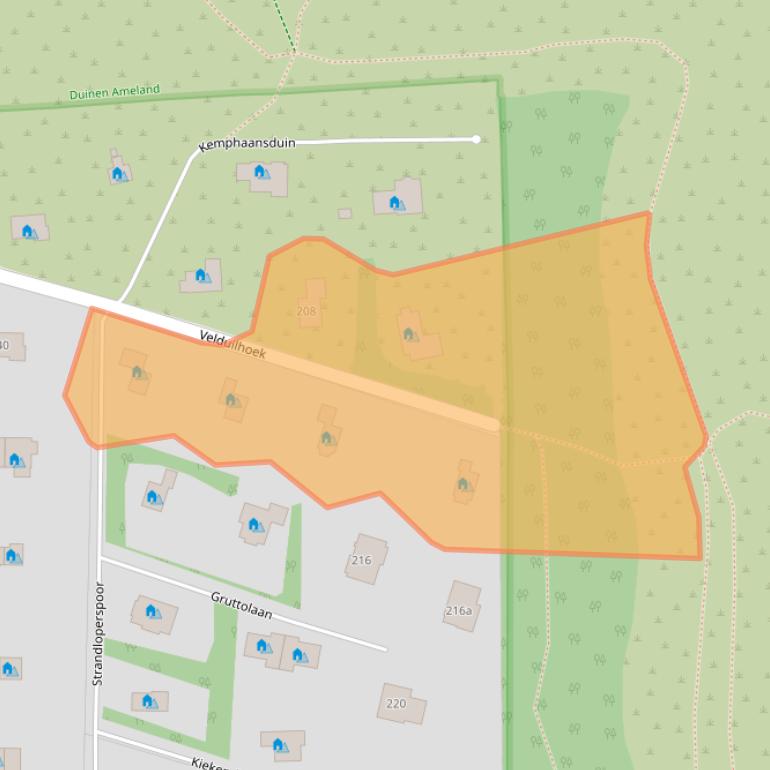 Kaart van postcodegebied 9162EZ.