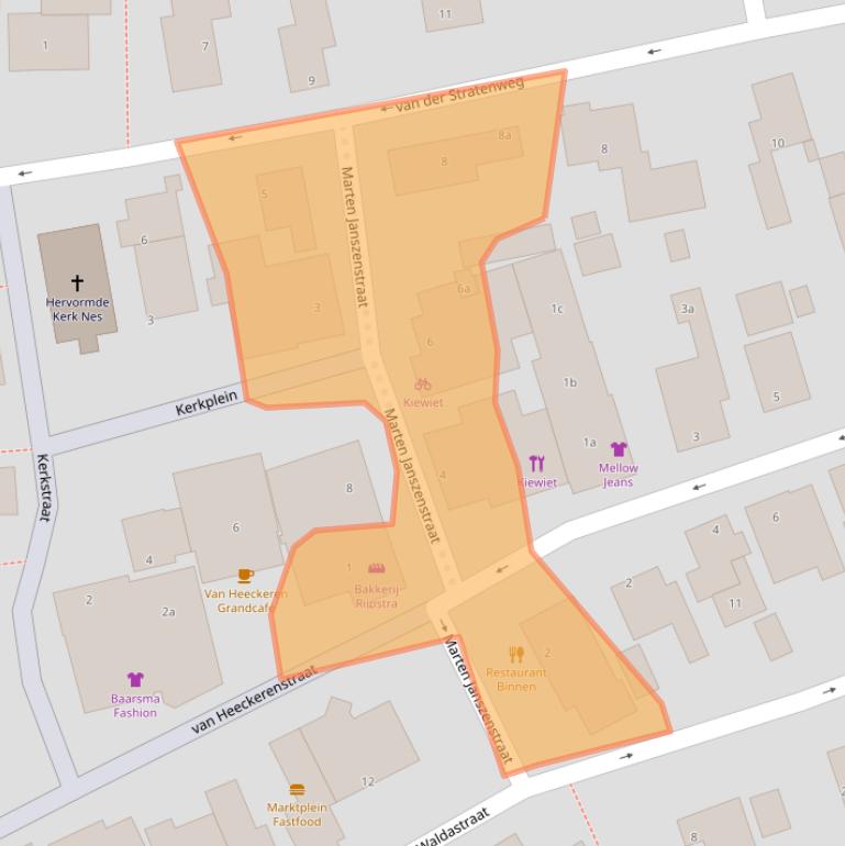 Kaart van postcodegebied 9163HW.