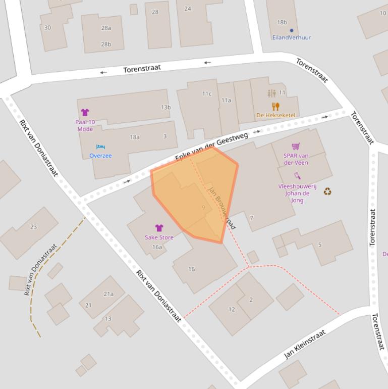 Kaart van postcodegebied 9163PE.