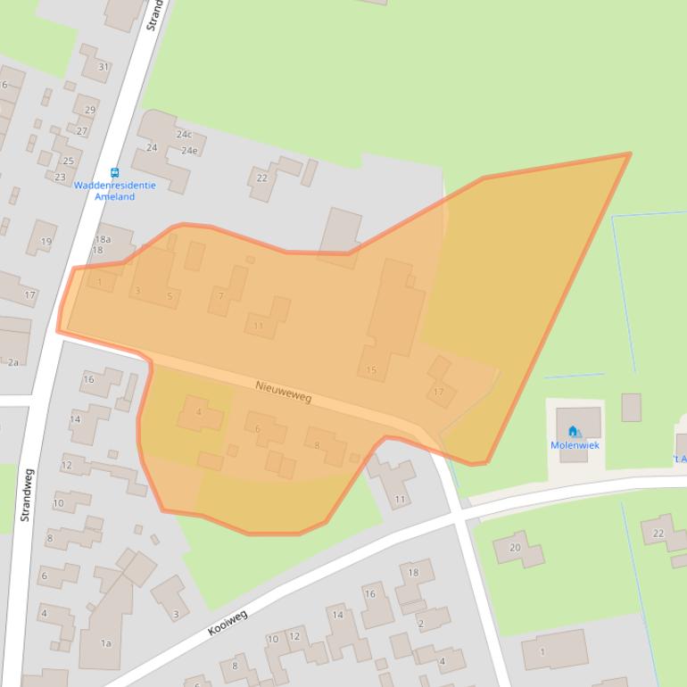 Kaart van postcodegebied 9164KC.