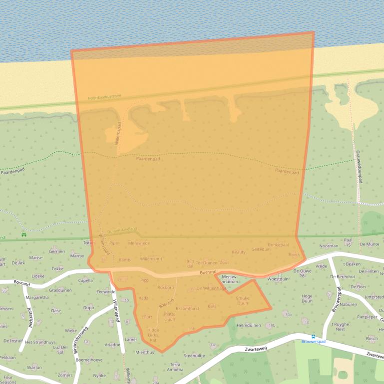 Kaart van postcodegebied 9164LD.