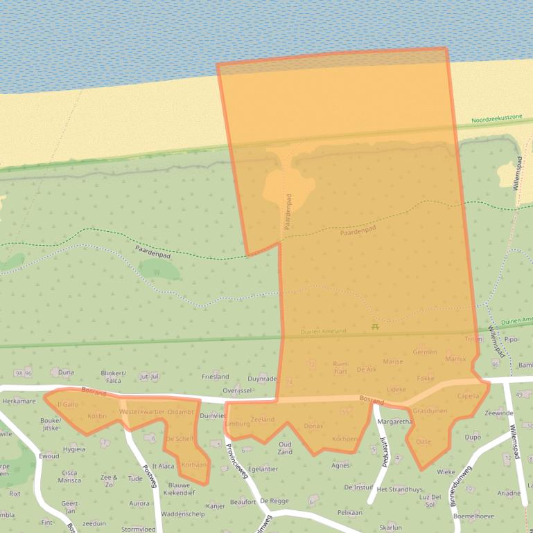 Kaart van postcodegebied 9164LE.