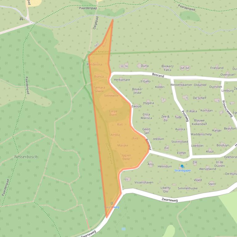 Kaart van postcodegebied 9164LH.