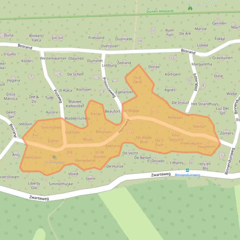 Kaart van postcodegebied 9164LR.
