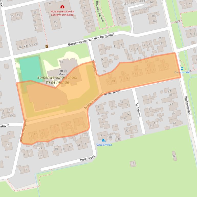 Kaart van postcodegebied 9166RB.