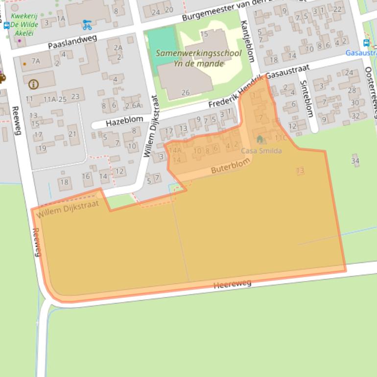 Kaart van postcodegebied 9166SJ.