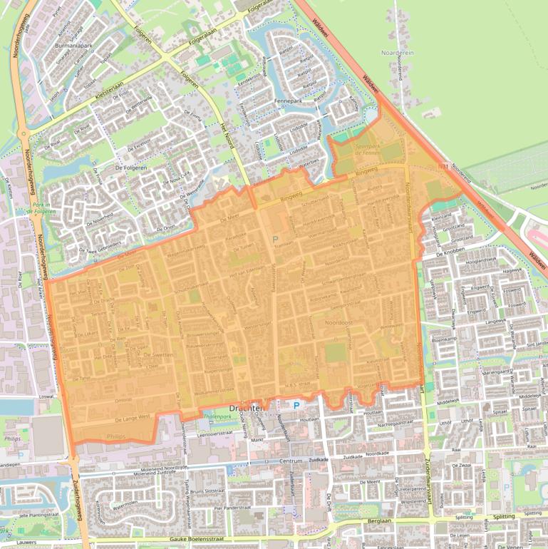 Kaart van postcodegebied 9201.