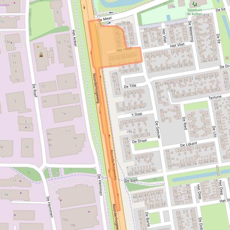 Kaart van postcodegebied 9201AA.