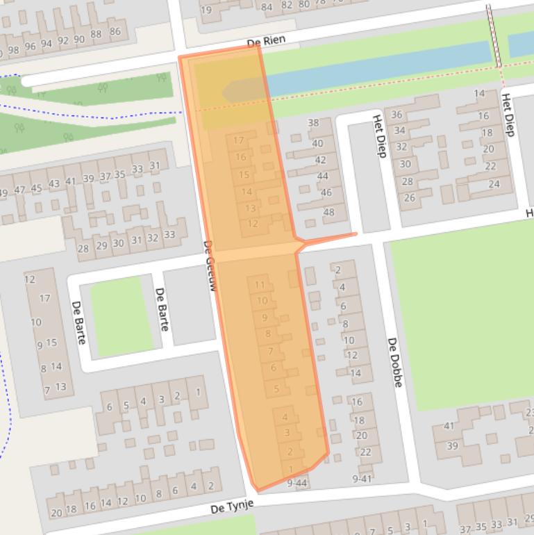 Kaart van postcodegebied 9201AD.