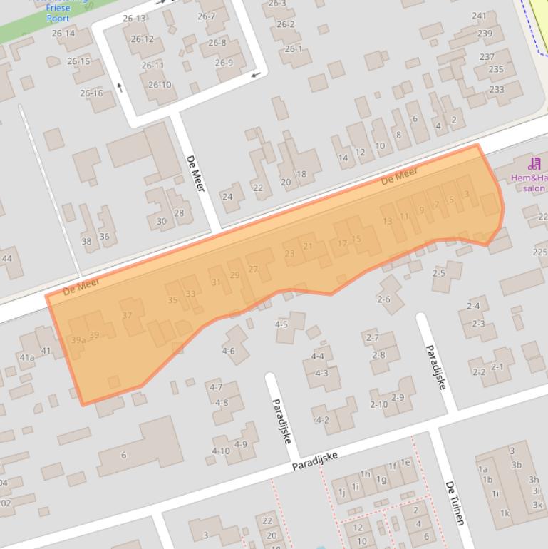 Kaart van postcodegebied 9201ET.