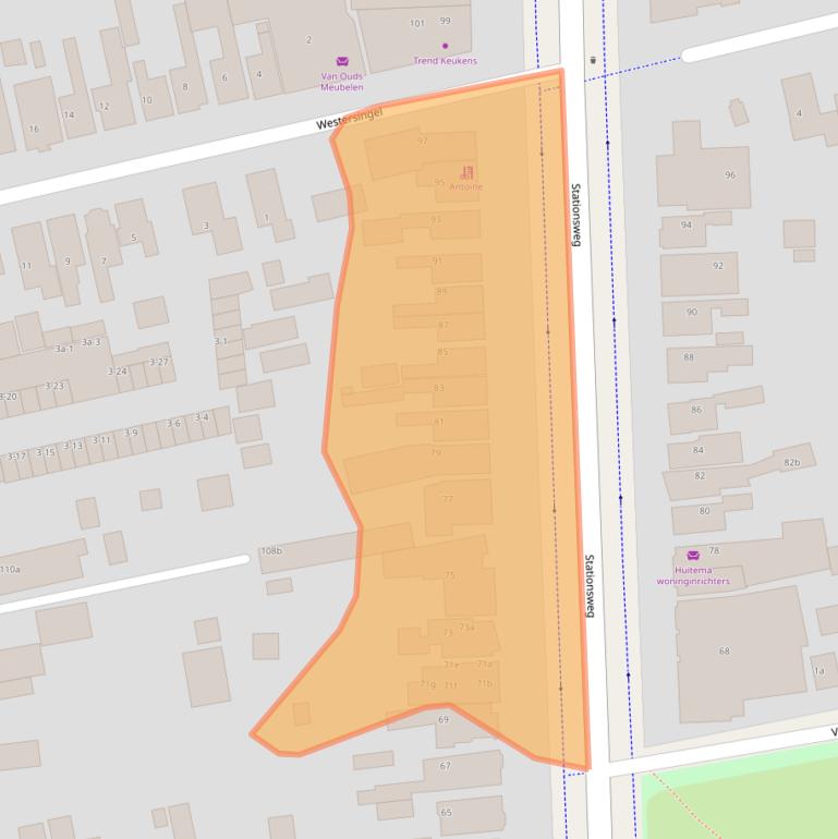 Kaart van postcodegebied 9201GJ.