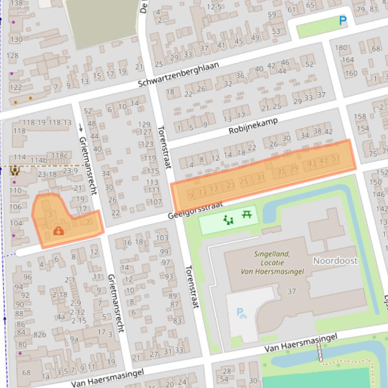 Kaart van postcodegebied 9201TR.