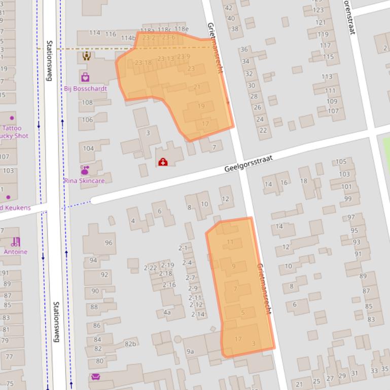 Kaart van postcodegebied 9201TX.