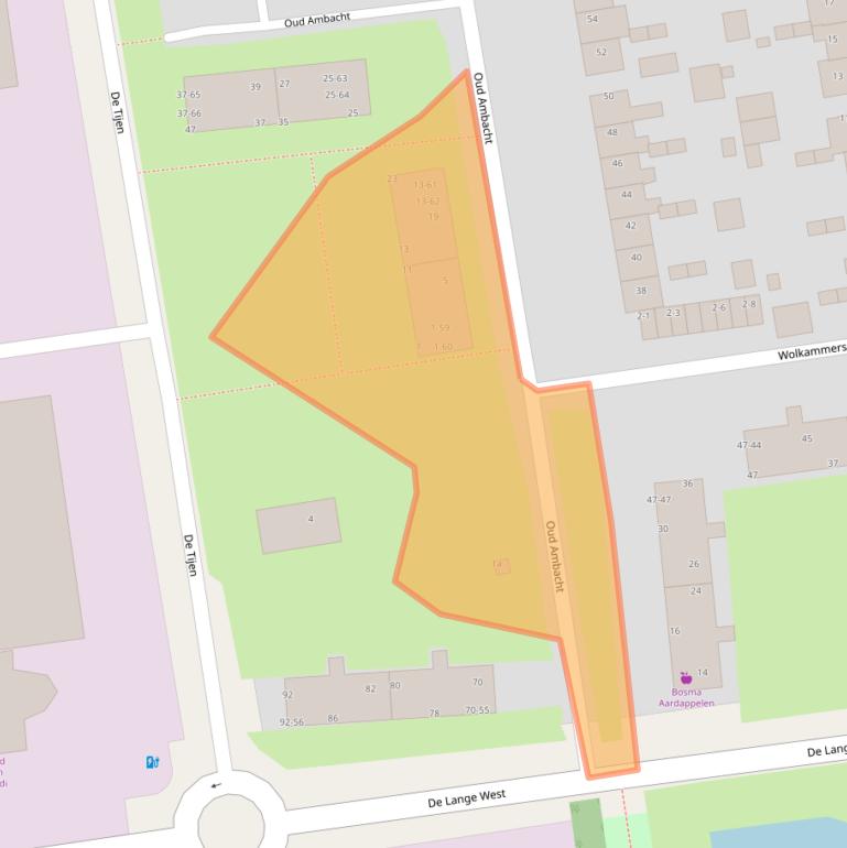 Kaart van postcodegebied 9201VJ.