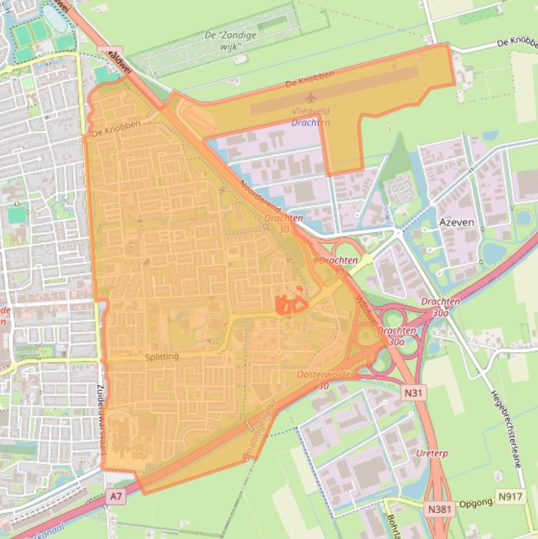 Kaart van postcodegebied 9202.