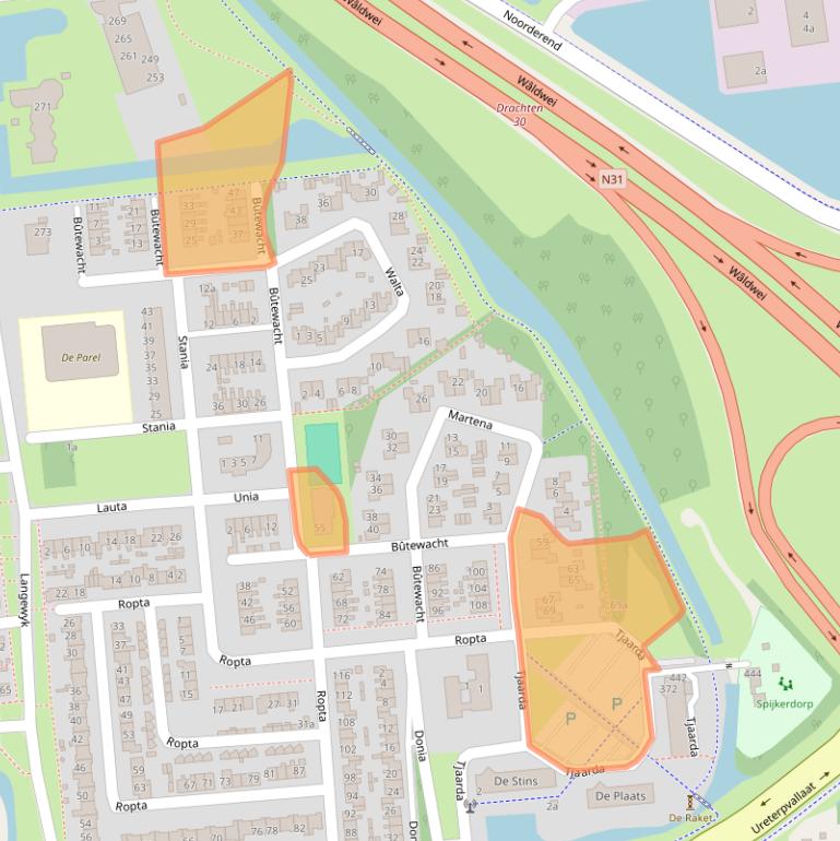 Kaart van postcodegebied 9202JR.