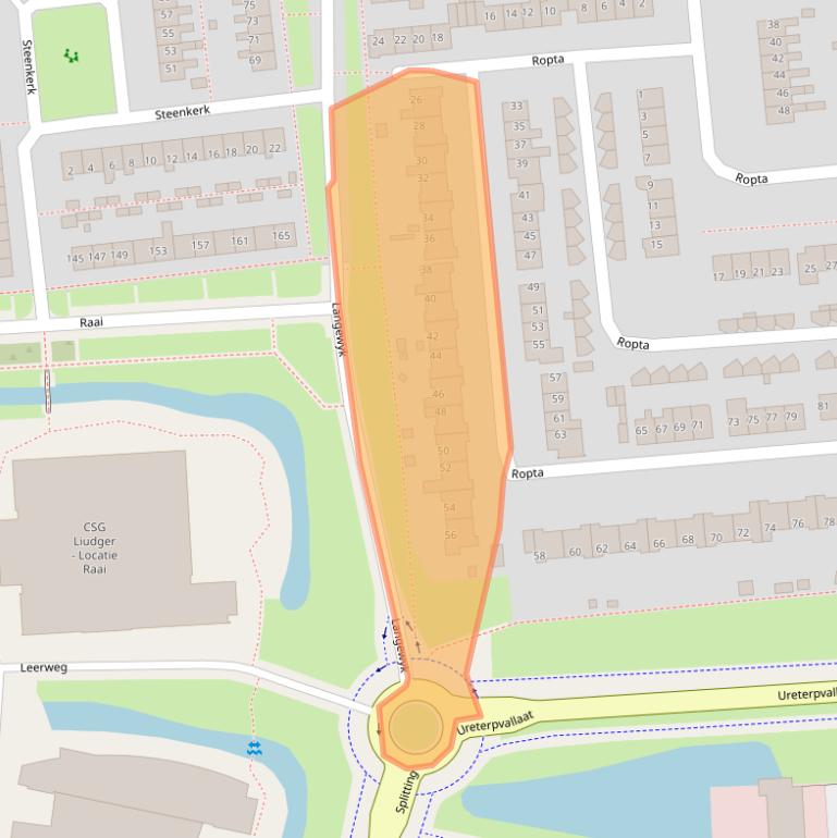 Kaart van postcodegebied 9202KJ.